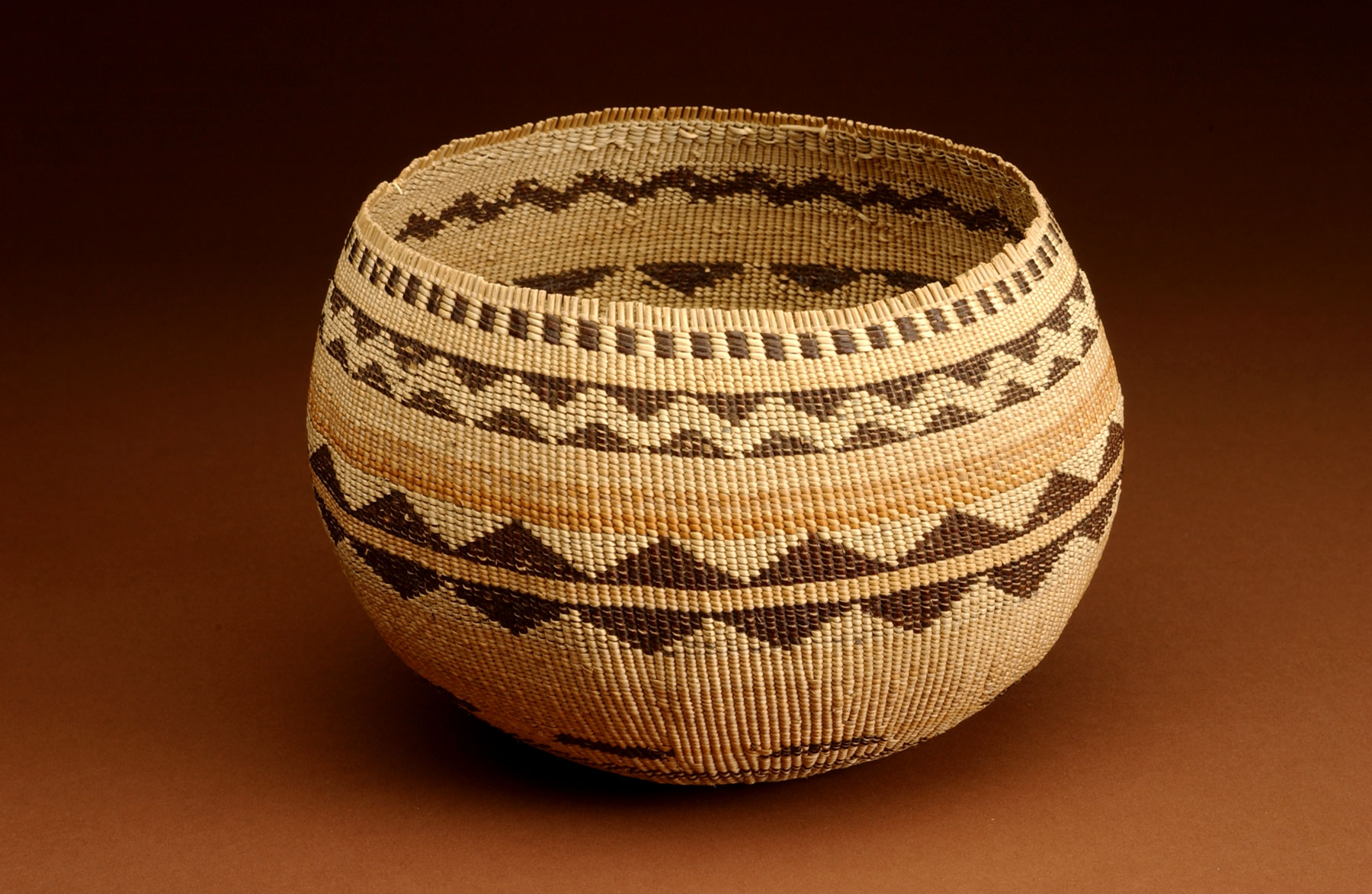 Pomo plain-twined cooking basket in the collection of the Grace Hudson Museum, Ukiah