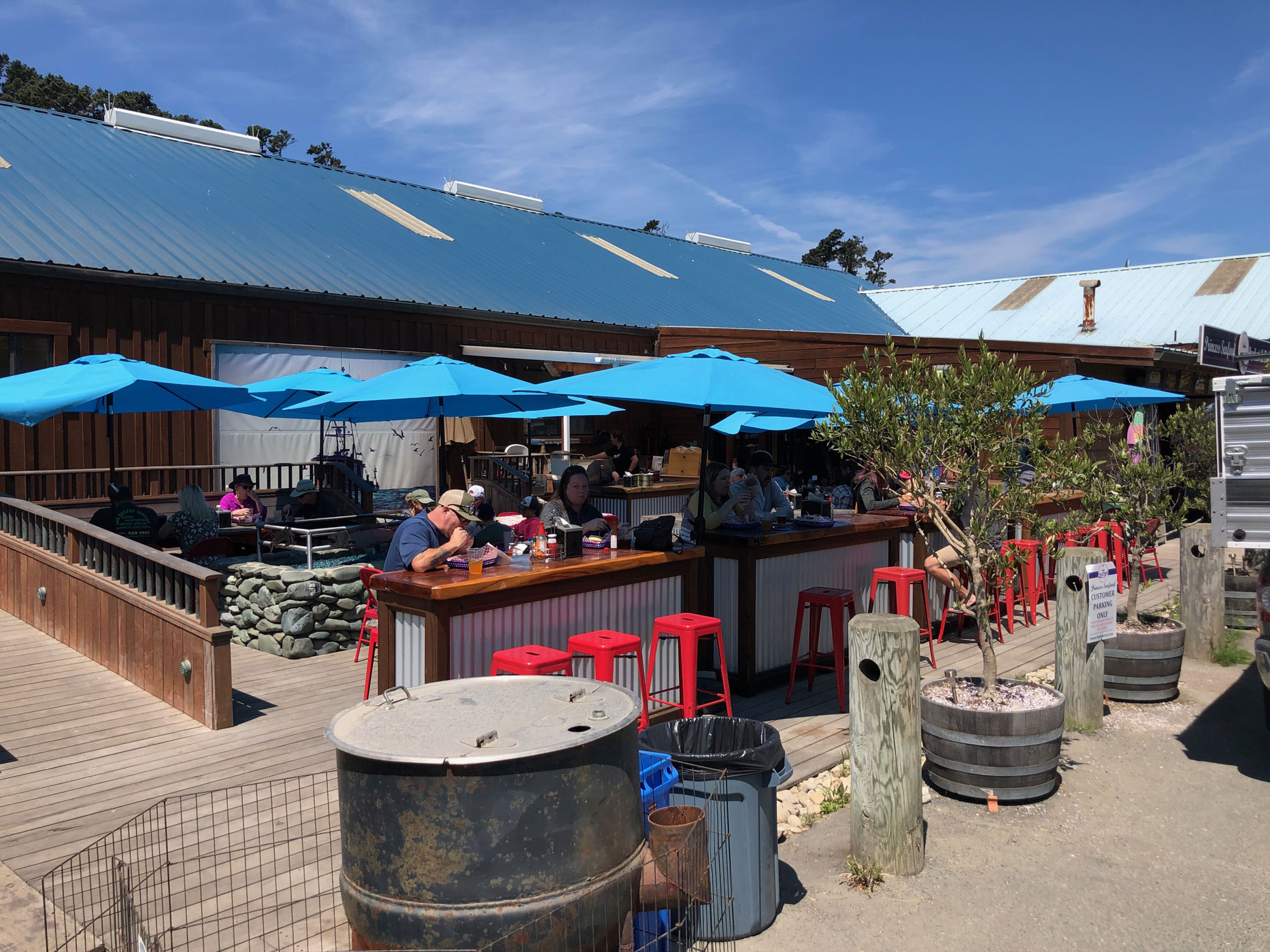 the sunny patio at Princess Seafood Market & Deli
