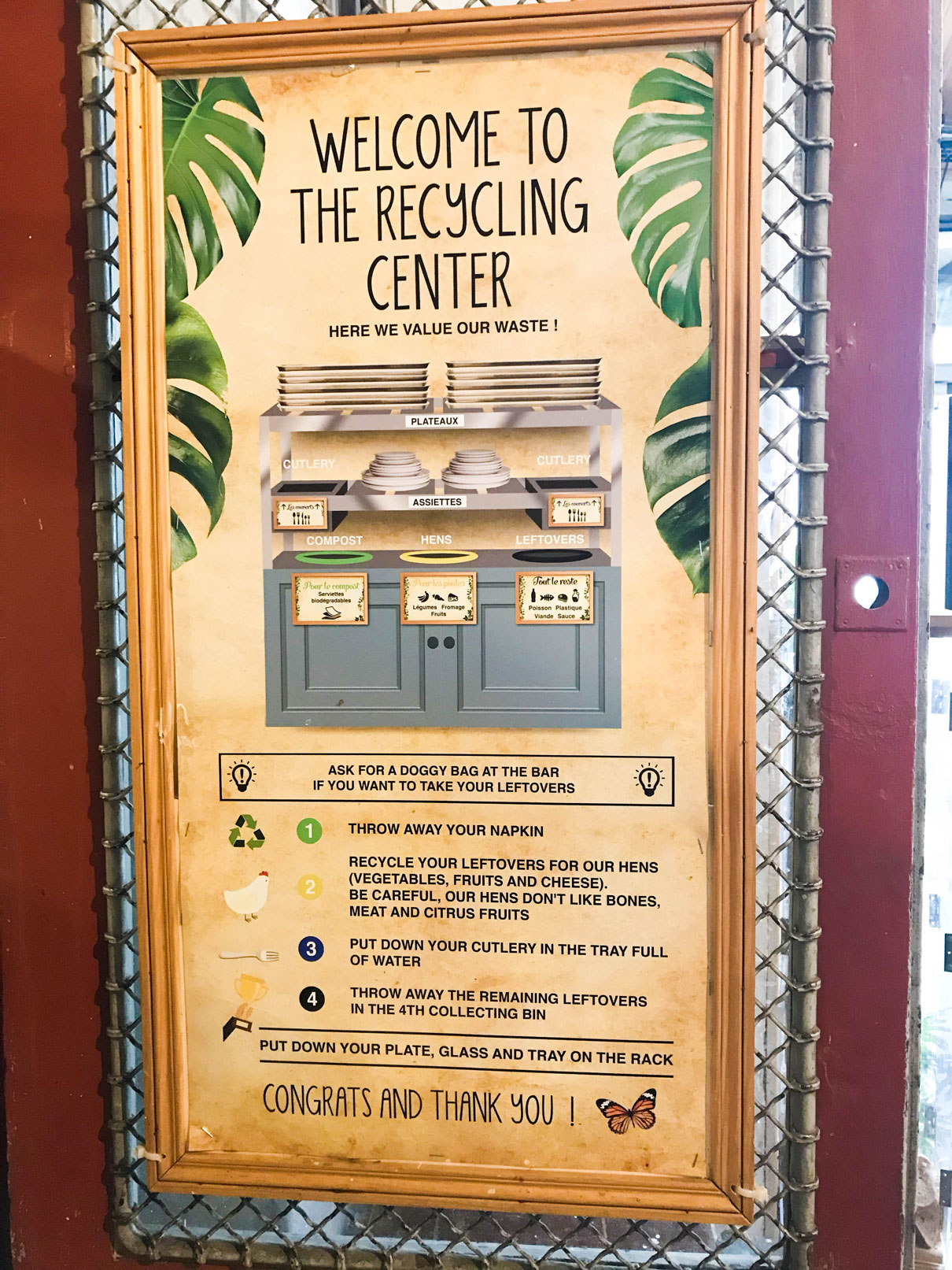 sign explaining composting process at Le REcyclery in Paris
