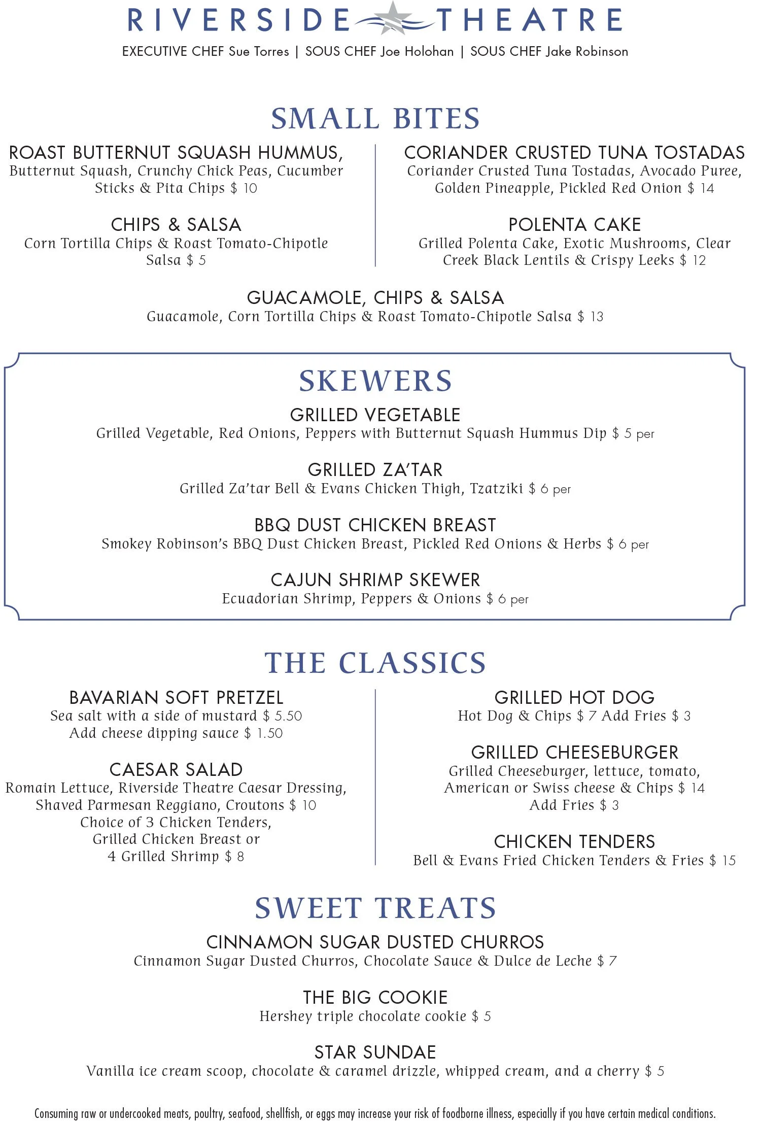 Nightlife Menu — Riverside Theatre