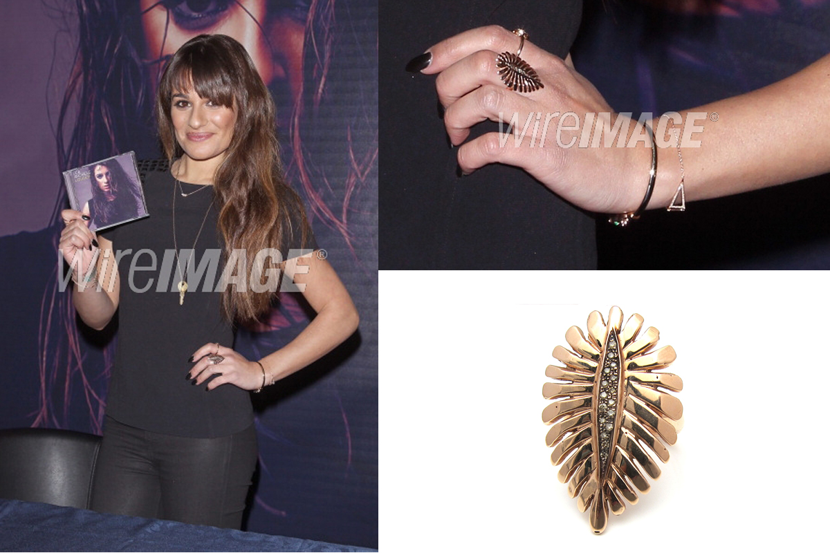 Lea Michele wearing Zoa ring