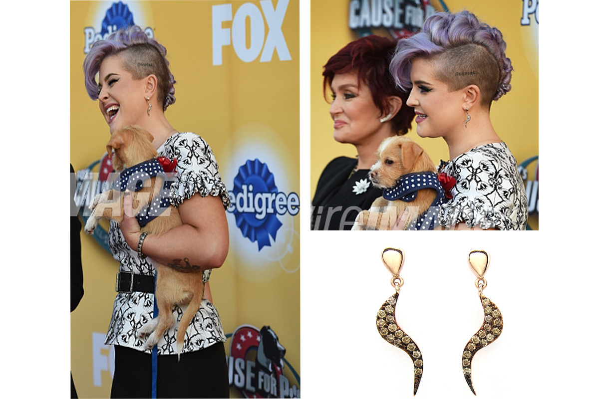 Kelly Osbourne wearing Sig earrings to Cause for Paws
