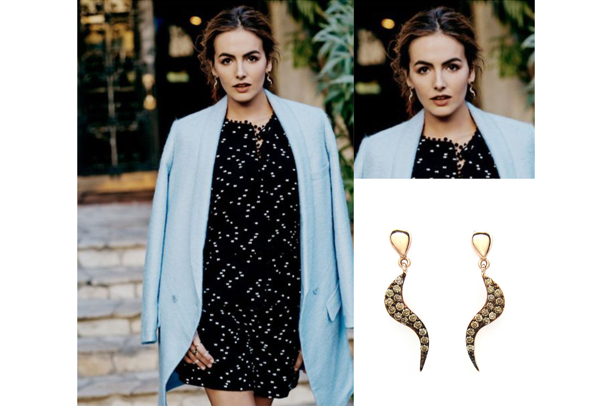 Camilla Belle wearing sig earrings in Lonny magazine