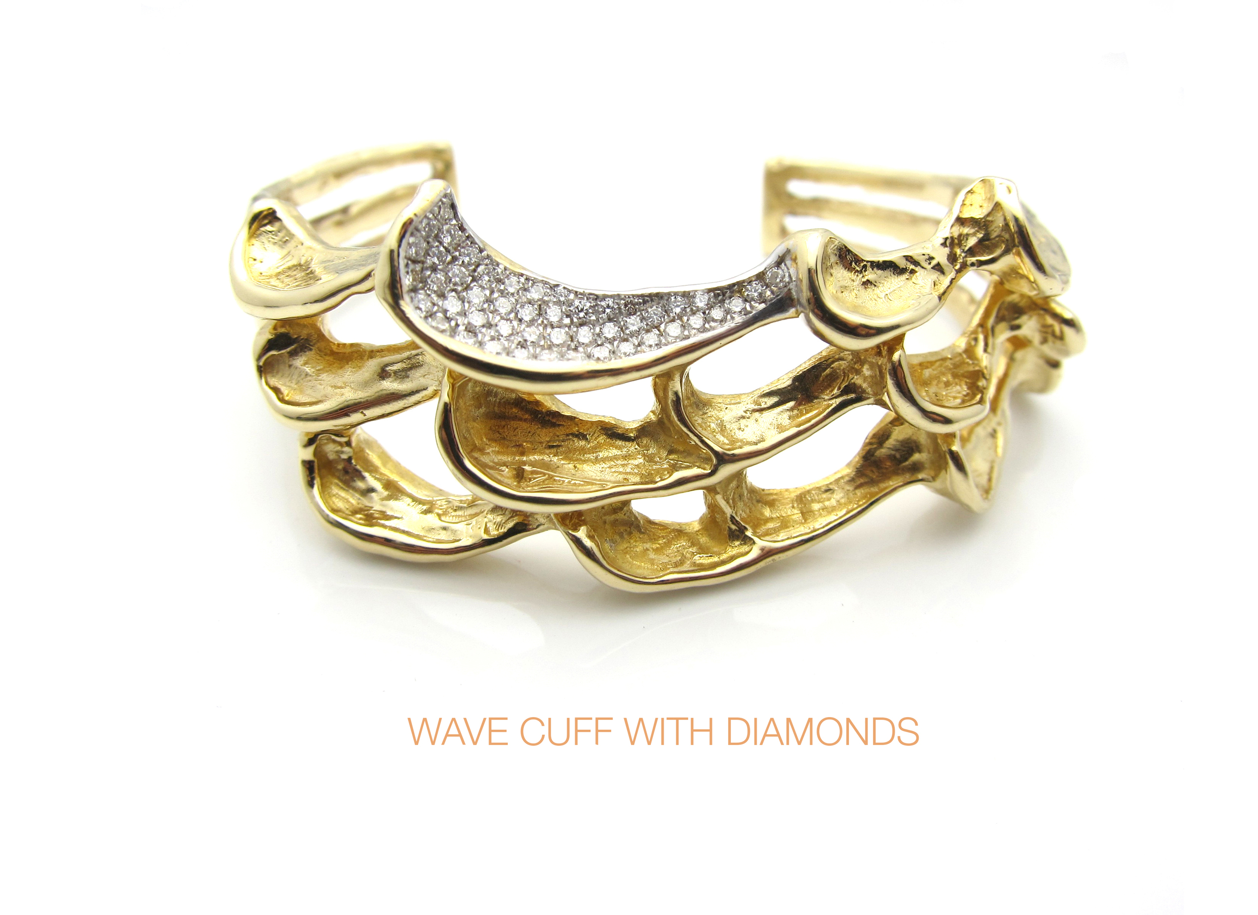 Wave Cuff with Diamonds
