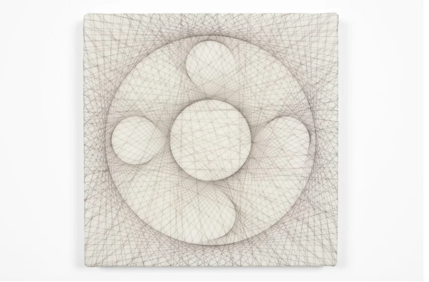 Jayoung Yoon, 'Empty Void 20' 2017, artists hair, acrylic medium on panel, 10" x 10"