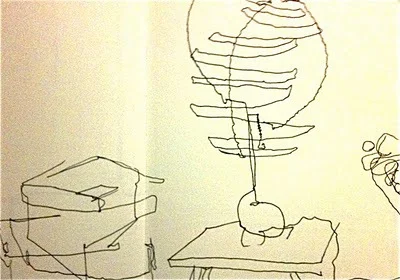 contour line drawing from sketchbook, 2010