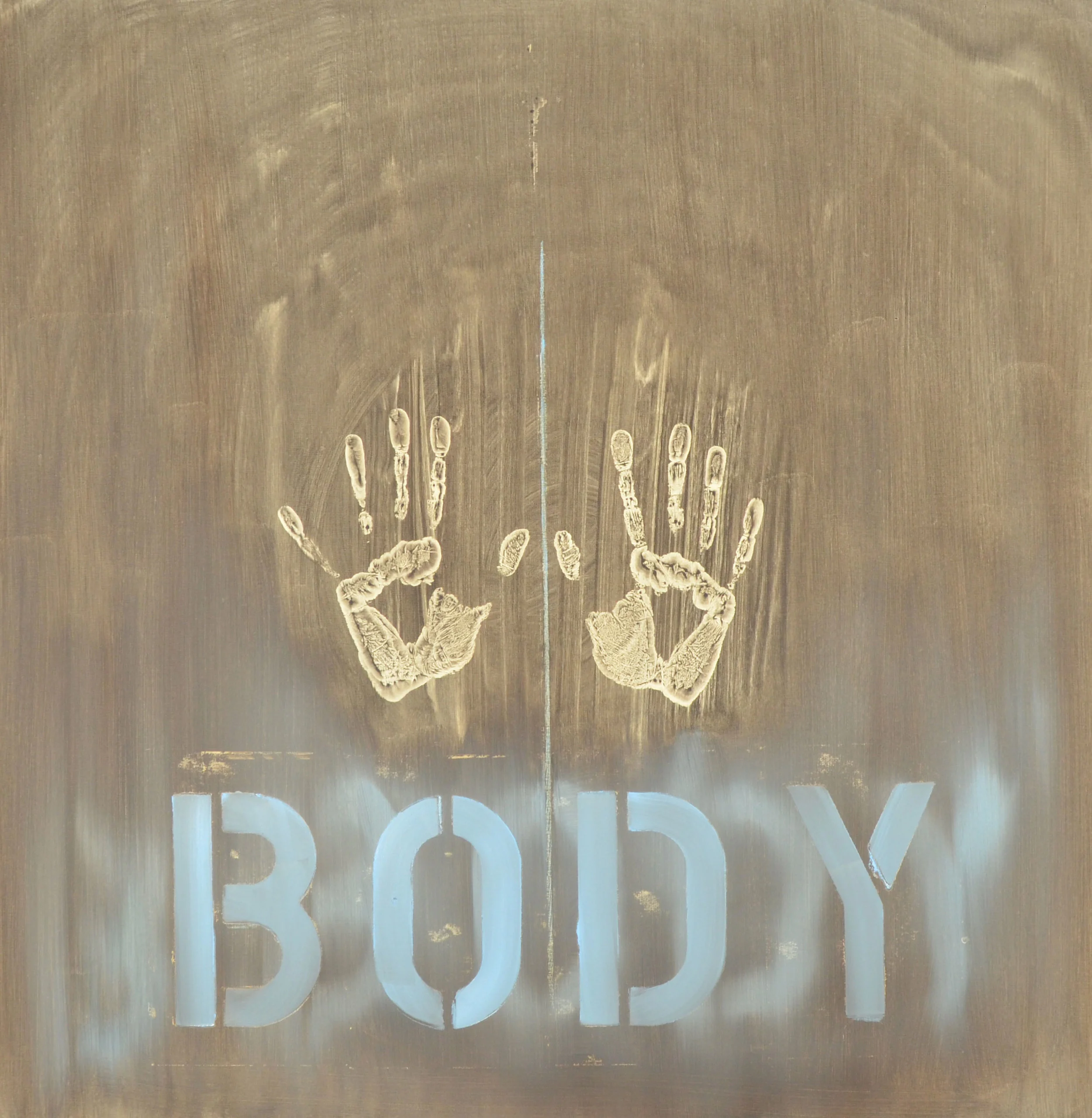 Body, 2015. Oil, and chalk on panel, 29 x 29 in. Jennifer Davey all rights reserved