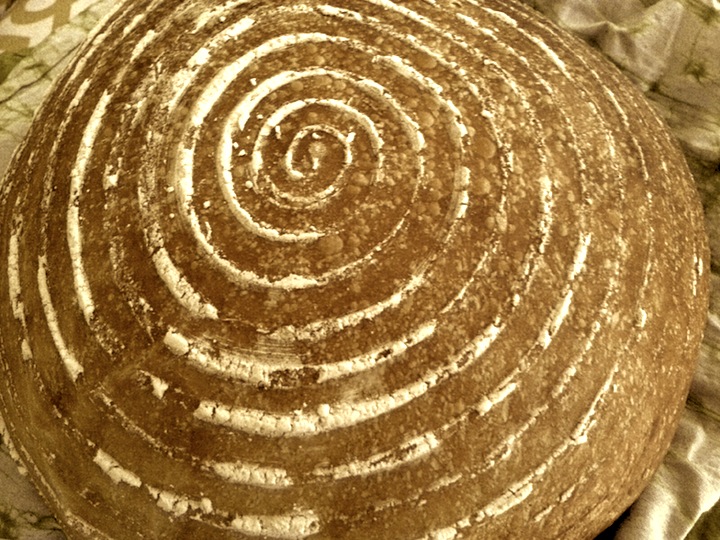 My Sourdough 3:1:1:1 , baked today and proofed in a traditional willow banneton basket..