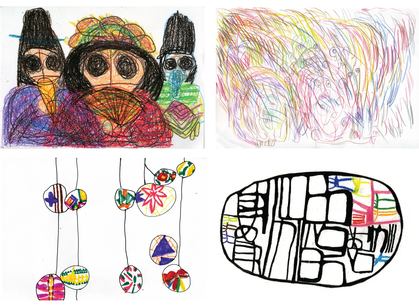 Art works to be used in the workshop were selected based on texture, style and subject to reflect the wide range or artistic expression. The art works were then digitised and edited (to a minimum) for the workshop. 利用者が製作した作品は様々なスタイルがあり、ワークショップで使うためにその後、色、形、題材などをもとに選別され、最低限に編集された。