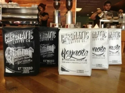"We've been friends in the coffee industry for years, with experience in cafes, roasteries, international trade, and the equipment manufacturing business. In 2012 we decided that we were ready to do it ourselves and do it our way. We started with a plane ticket to El Salvador and a sample roaster in the basement of one of the founders' home. Since then, we've learned a lot, and taken everything into our own hands, from our green buyer designing each unique coffee graphic to best represent it's personality & the producers behind it, to hot stamping our bags in house, continuously modifying our roaster to better suit our roasting styles, integrating and streamlining new technologies to assist in our craft, creating and learning water chemistry variable controls, and much more. As soon as you pick up one of our bags, you might get the feeling that we’re a bit different, but we are just happy to share our joy and passion for coffee with you, and loving every step along the way. Cheers!" - To learn more about Chromatic, visit their website, H E R E