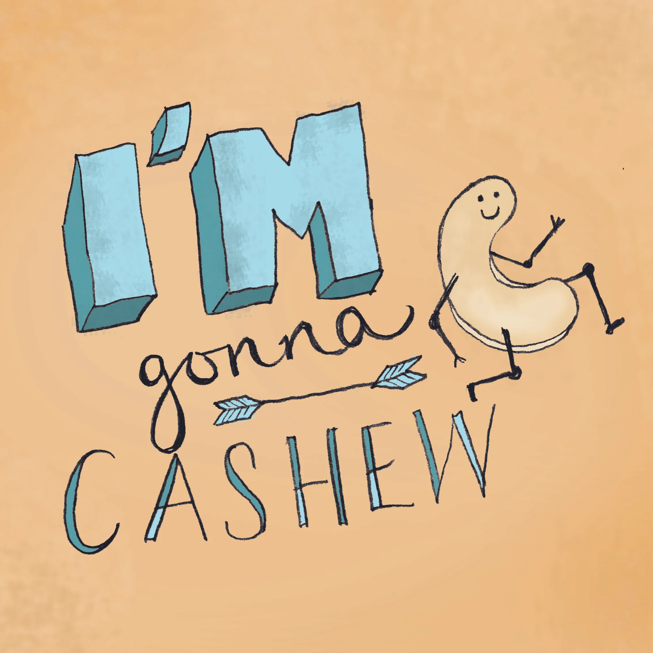  Sometimes my drawings are nuts.  A quickie illustration I did will eating some cashews.&nbsp;  This illustration is currently being show-cased on&nbsp;Mister Dress-Up, an online t-shirt shop that supports international artists, by creating limited e