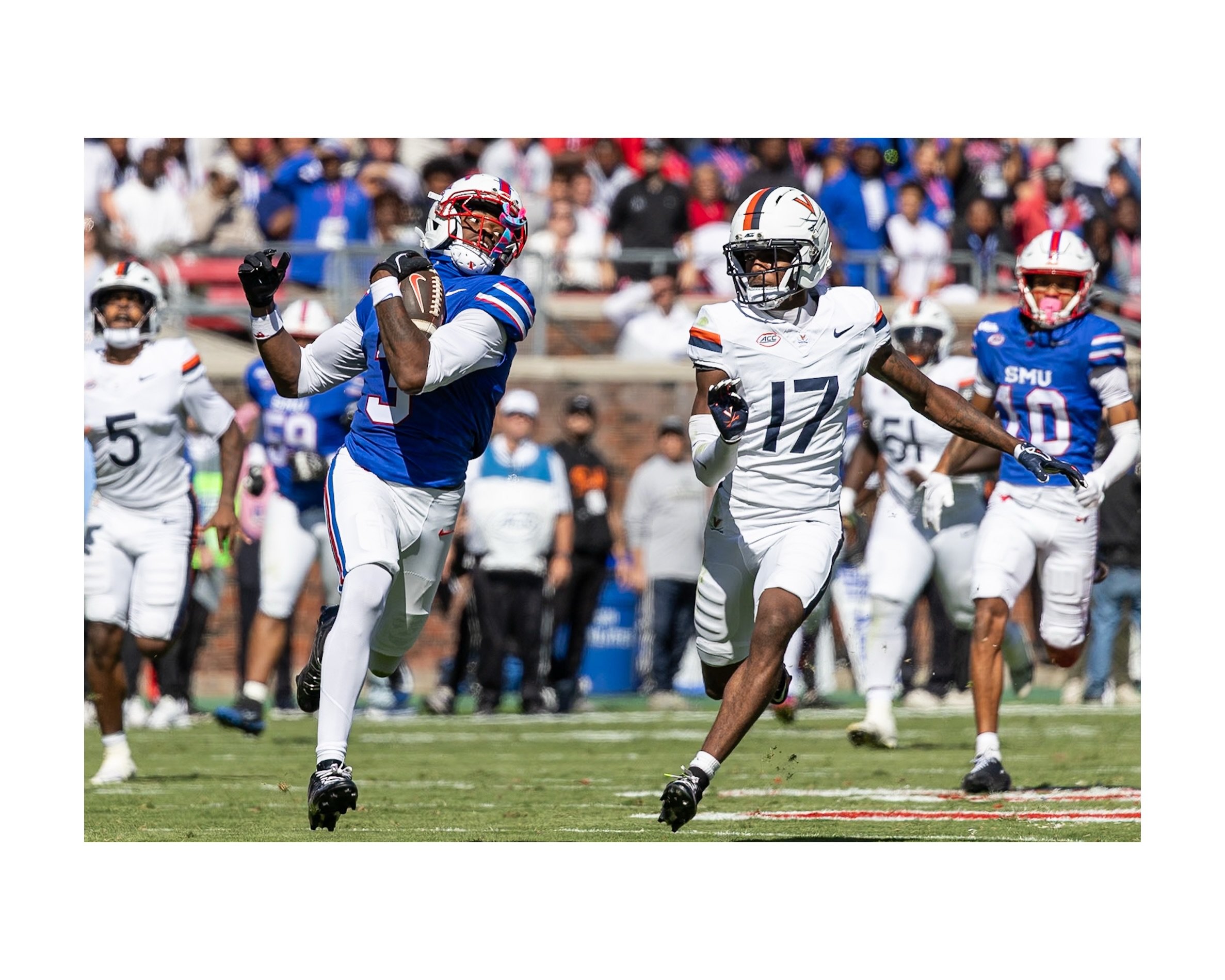 NCAA Football | Virginia Cavaliers vs SMU Mustangs | October 17, 2026 | &copy;️Mark Fann | @dfwzonemedia 

No. 24 SMU defeated Virginia 23&ndash;13 Saturday at Gerald J. Ford Stadium, extending its unbeaten streak in ACC home games to 10. Kevin Jenni
