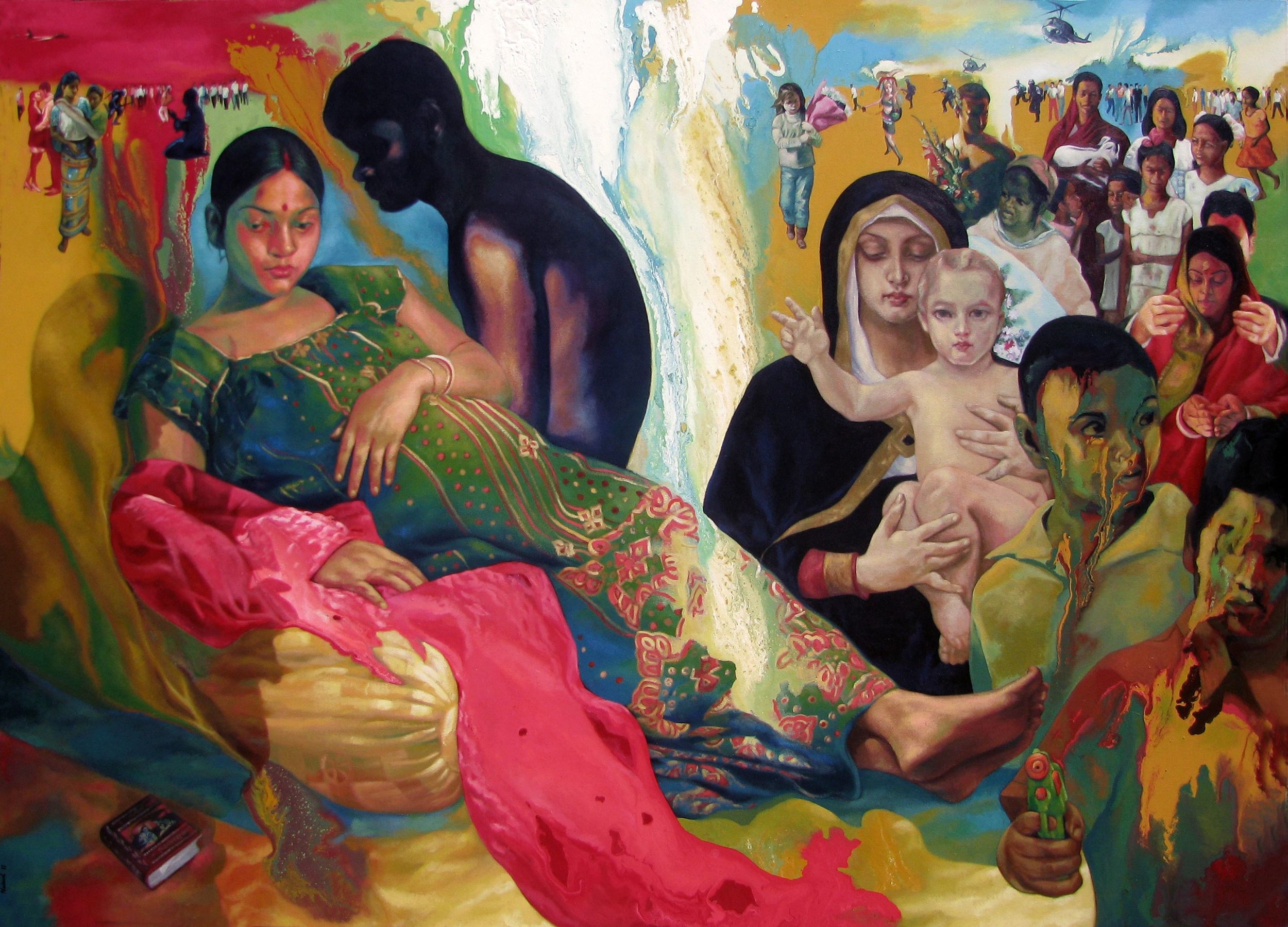 Anamika - "We Are Your Well Wishers" , 2011 Acrylic on Canvas 59 x 82 in.
