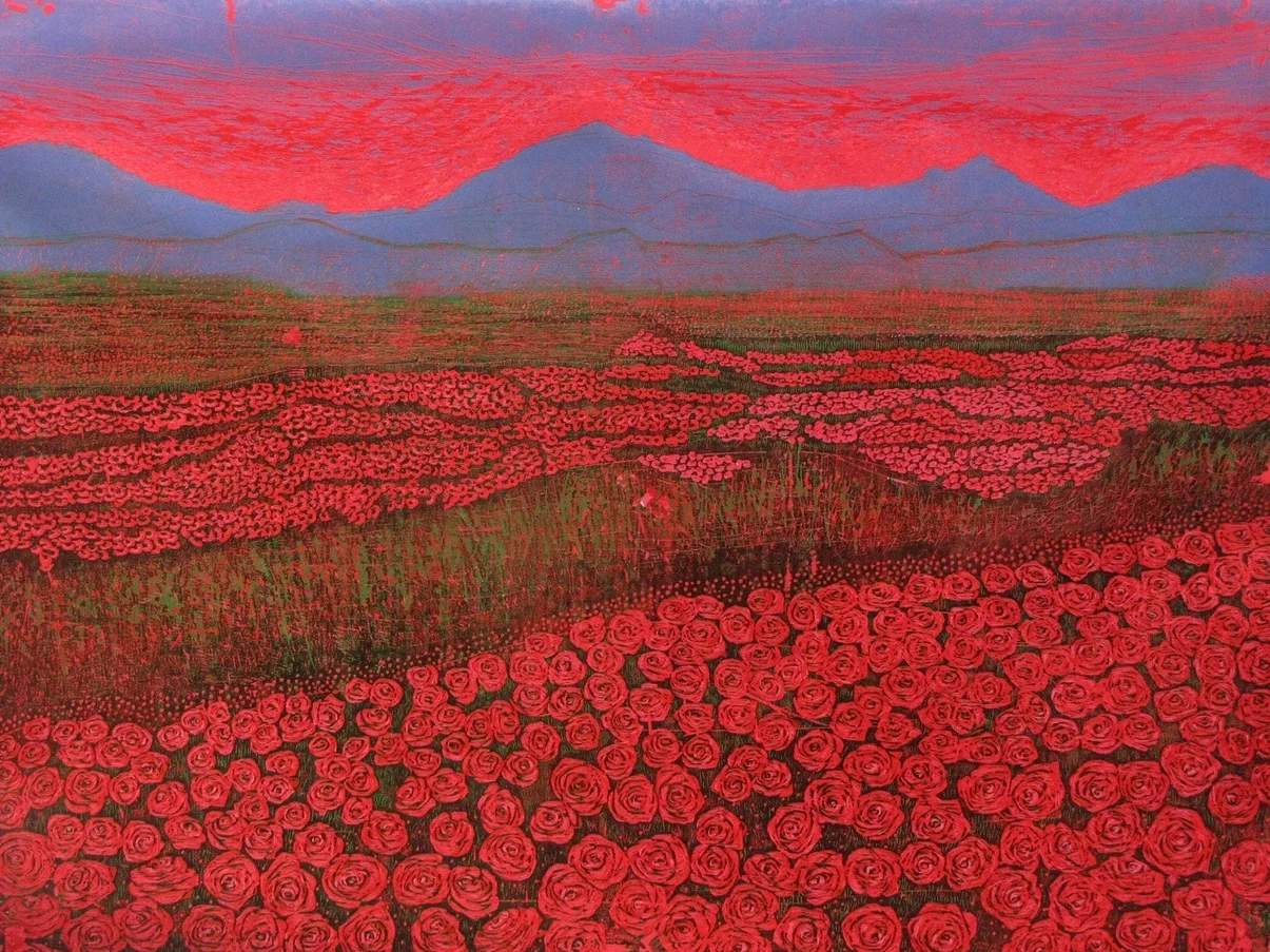 Silent Fields - 1 , 2014 Woodcut, edition of 3 44 x 58 in.