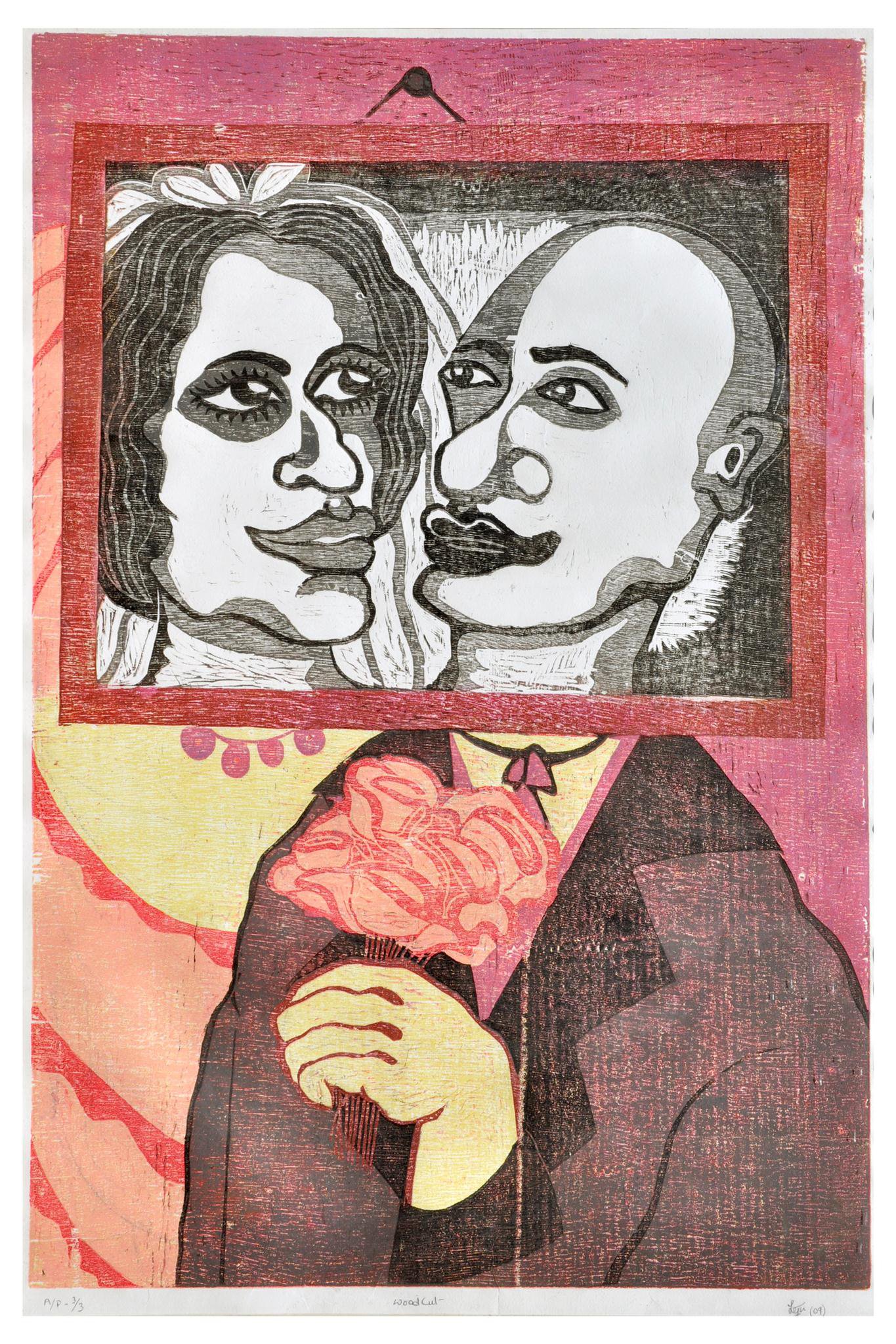 Framed Memories , 2009 Woodcut, Monoprint 36 x 48 in.