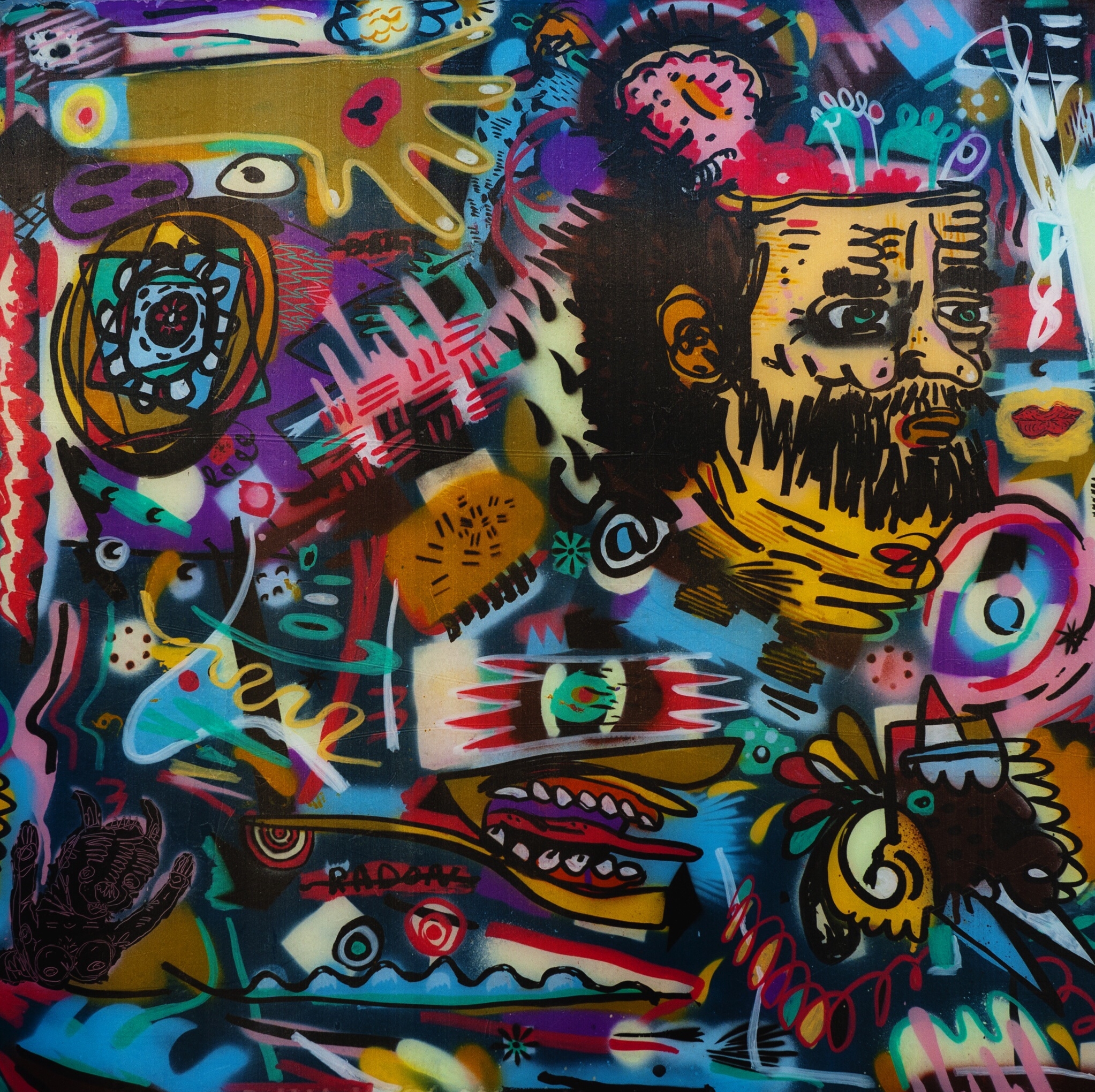 Radon is rad , ca. 2013 Enamel, Paint Marker on Plexi 30 x 30 in. 