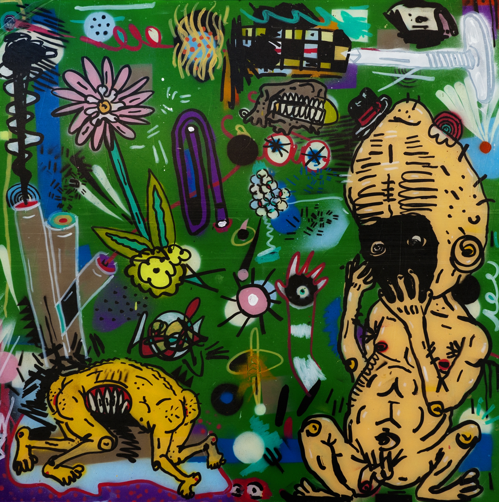 A lust for the lost , 2014 Enamel, Paint Marker on Plexi 30 x 30 in. 