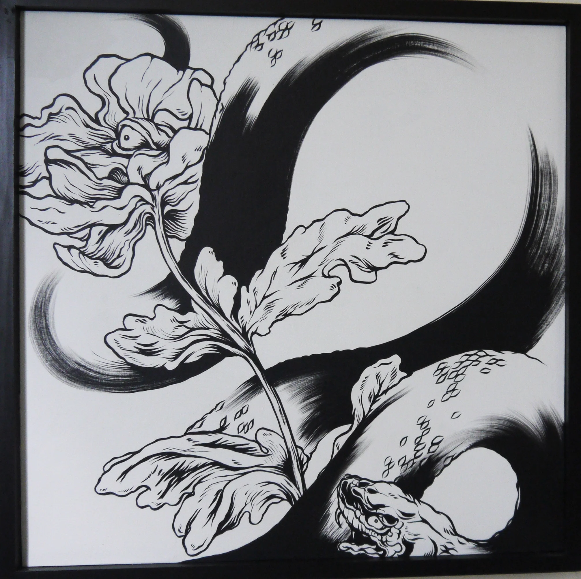 Enlighten , 2014 Sumi Ink on Wood 24 x 24 in.