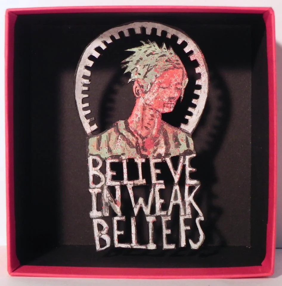 Believe In Weak Beliefs , 2012 Mixed Media 3 3/4 x 3 3/4 in. 