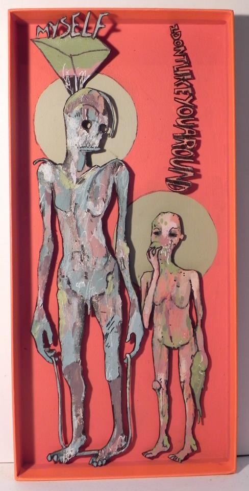 I Don't Like You Around Myself , 2012 Mixed Media 5 1/2 x 11 3/8 in.