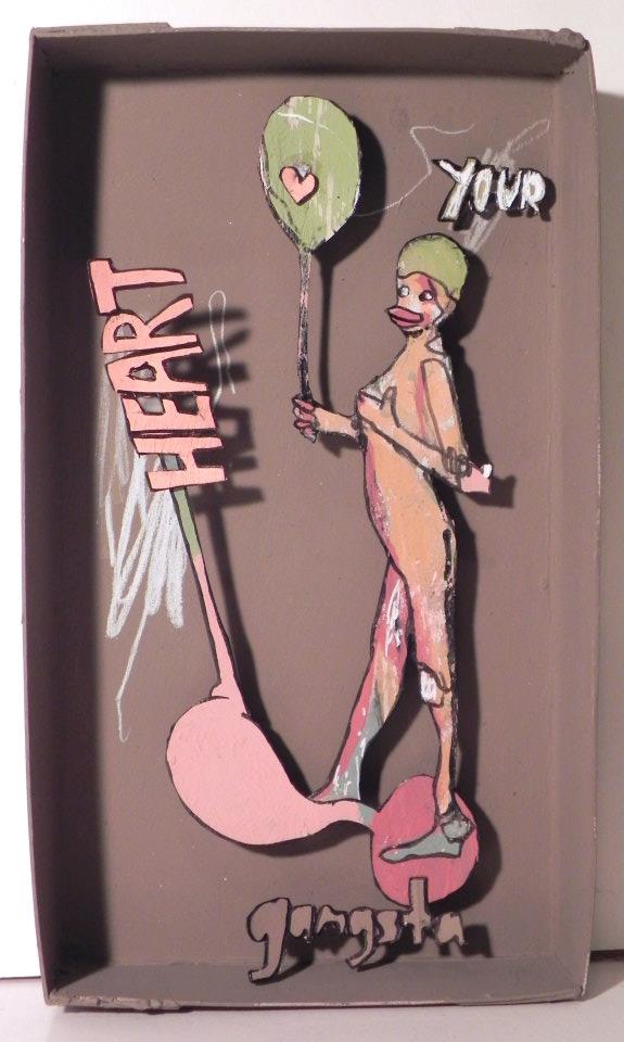 Love Your Gangsta Heart , 2012 Mixed Media 4 3/8 x 7 1/2 in. 