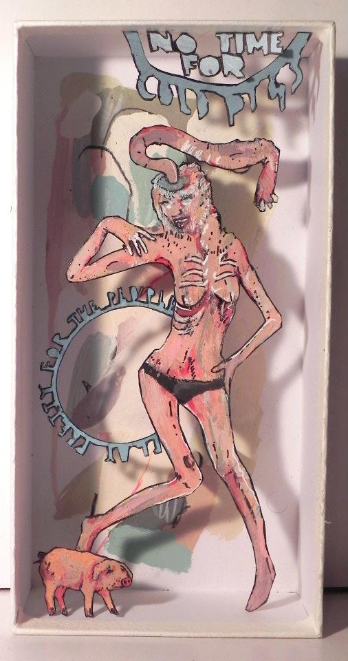 No Time For Cold Pigs...Play Pretty For The People , 2012 Mixed Media 4 1/4 x 8 3/8 in.