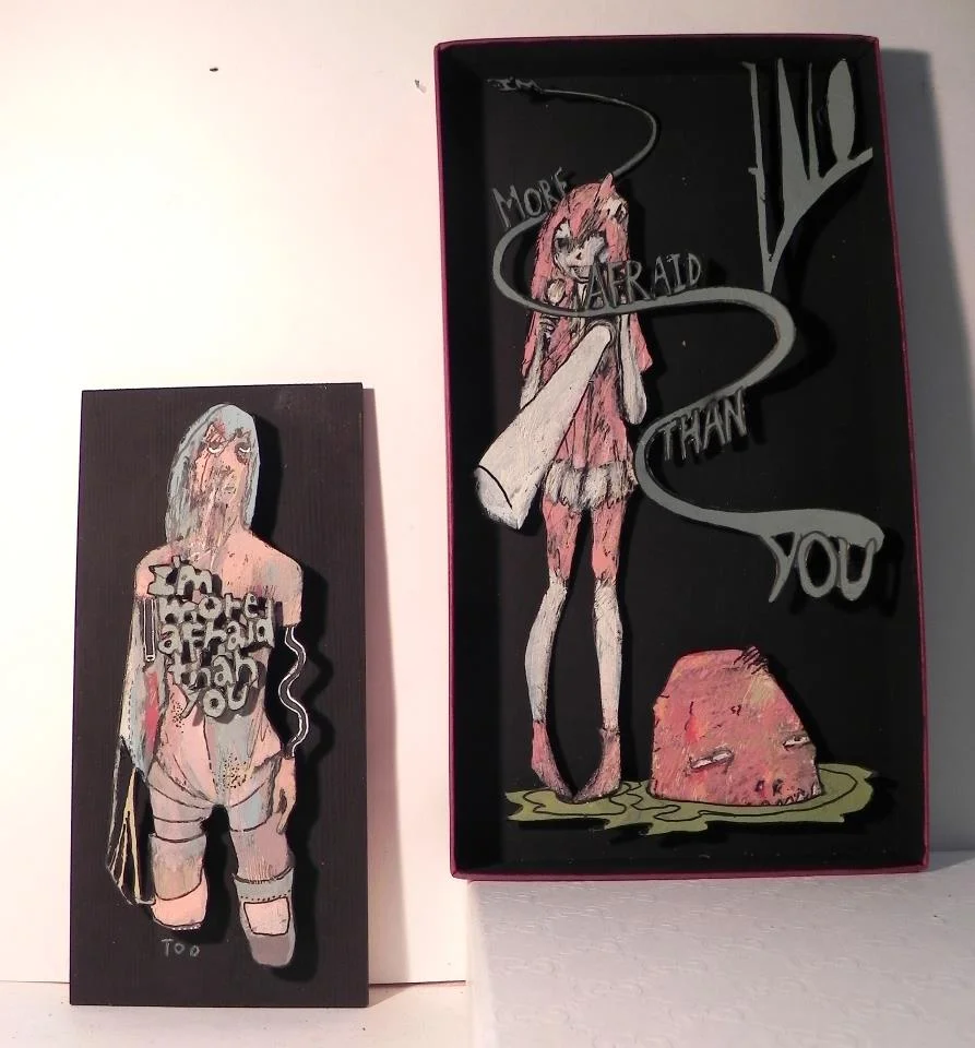 One-I'm More Afraid Than You , 2012 Mixed Media 5 1/2 x 10 1/8 in.