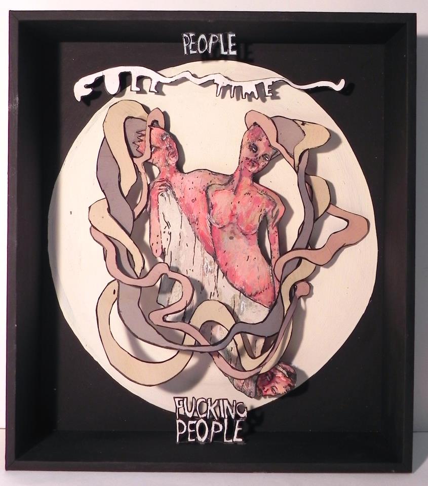 People Full-Time Fucking People , 2012 Mixed Media 8 3/8 x 9 1/2 in