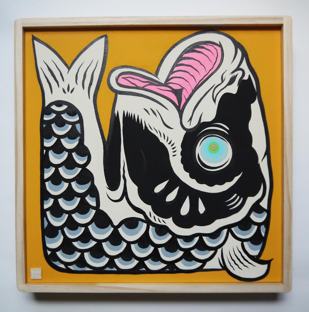 Gasping for Air , 2014 Acrylic on Wood 12 x 12 in.