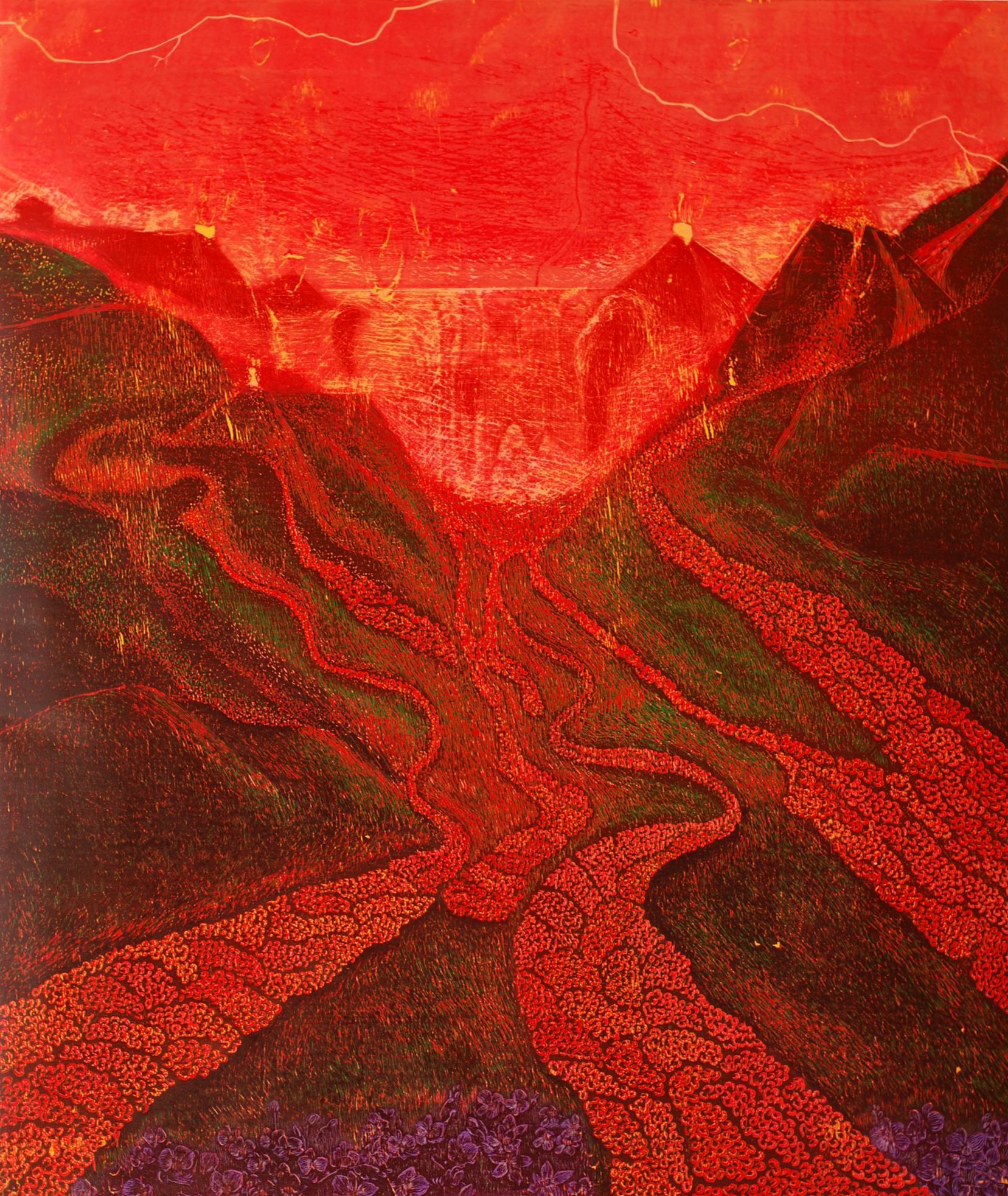 Flooded Flow and Silent Torso 1, 2014 Woodcut, edition of 3 44 x 52 in.