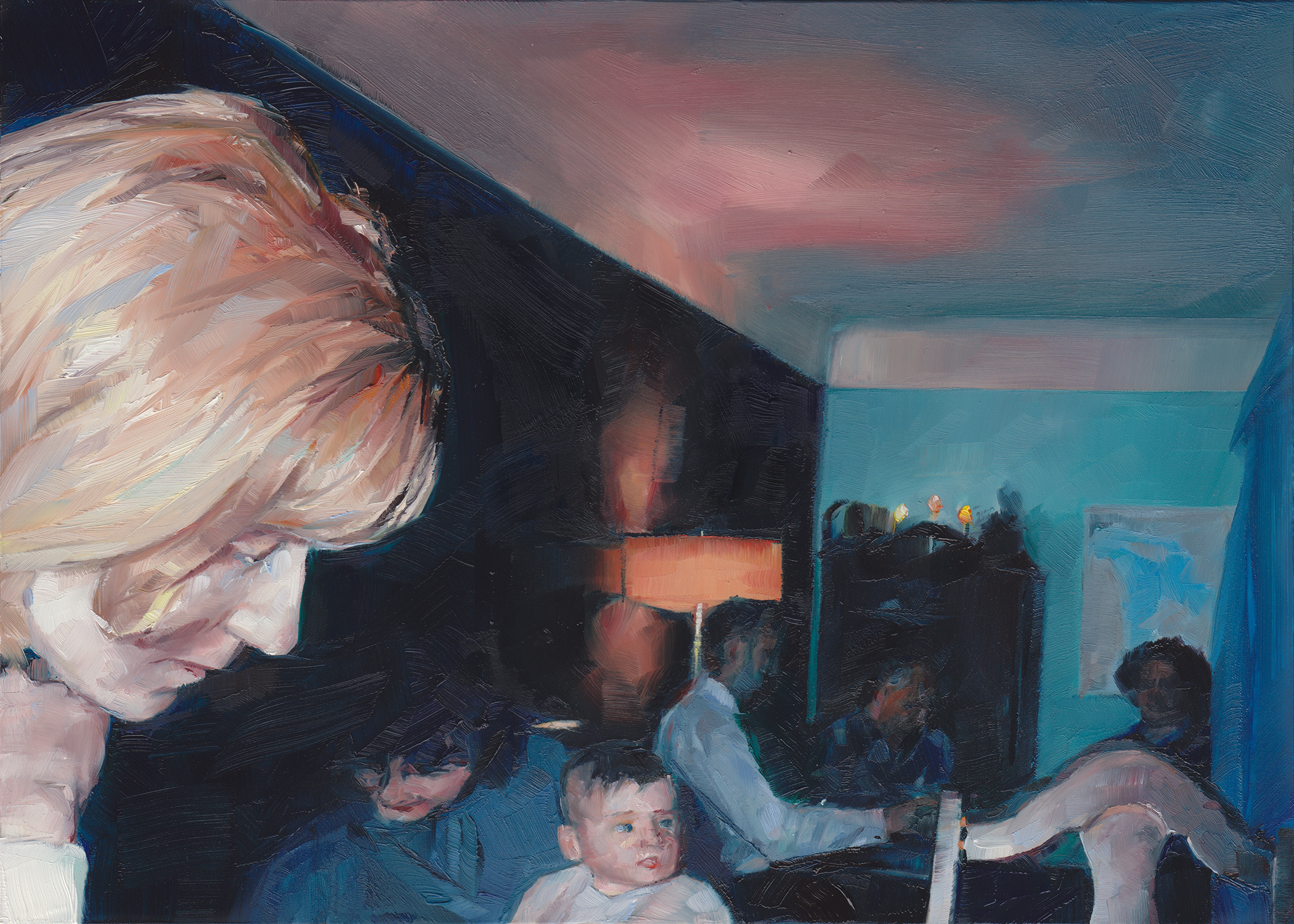 A visit to a starter home , 2013 Oil on Mylar on Panel 5 x 7 in. 