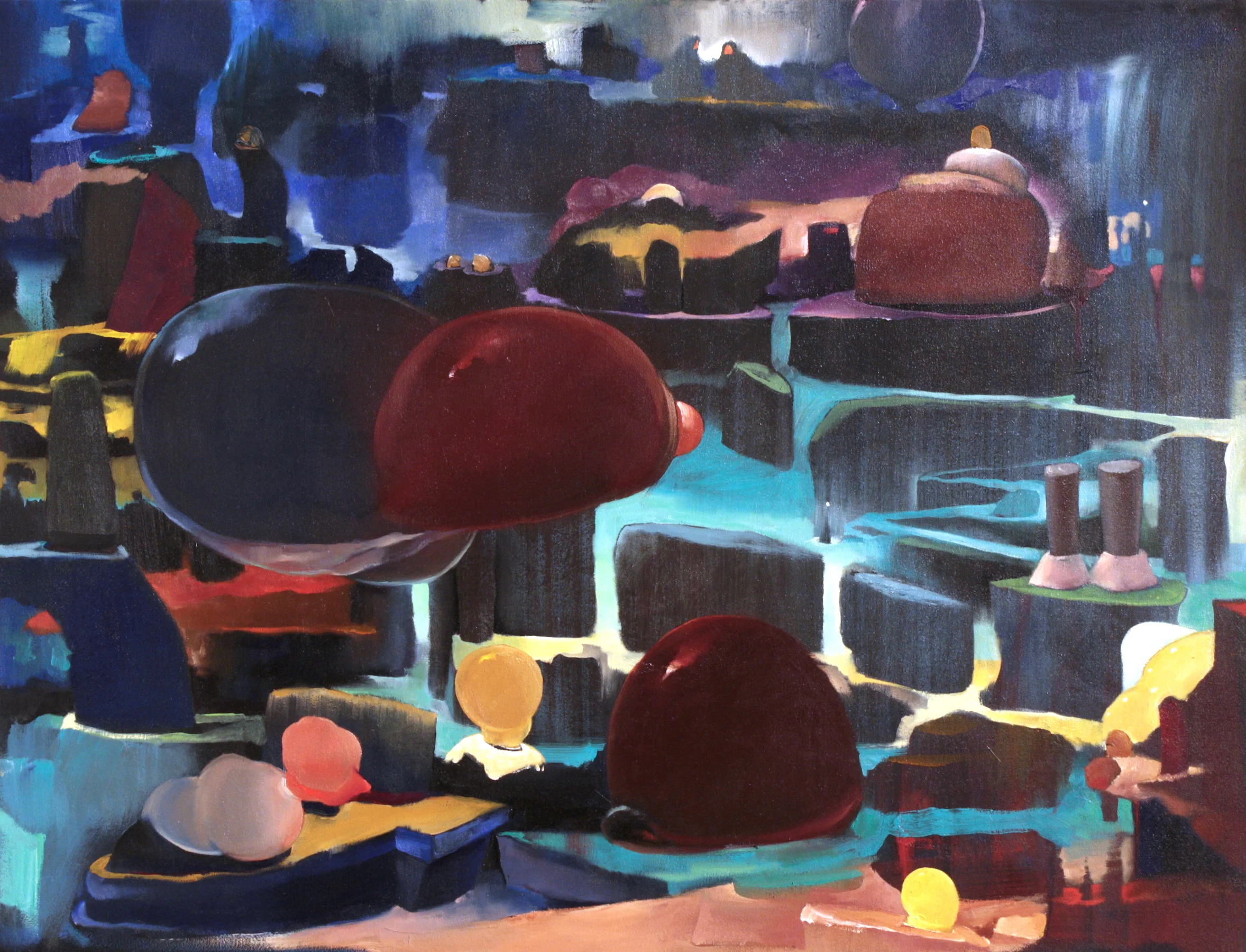 Morphology in Blue and Red , 2015 OIl on Canvas 33 x 43 in.