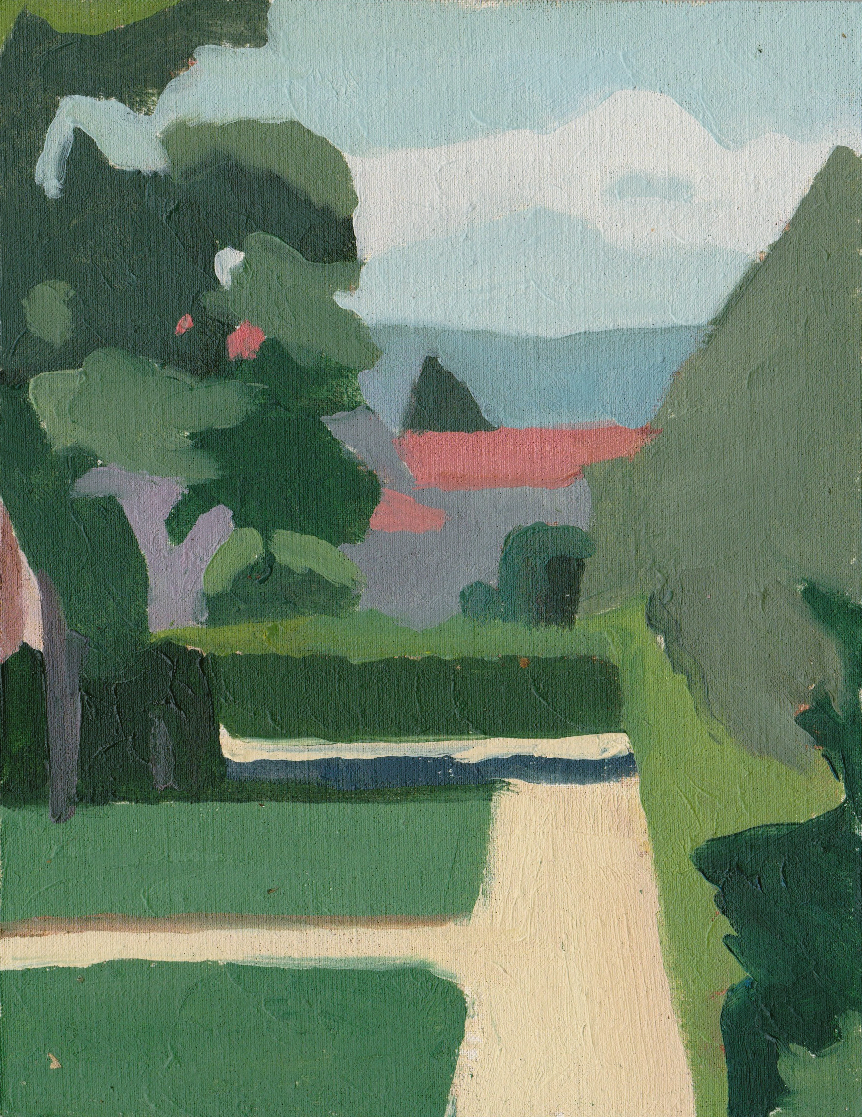 View of boboli gardens , 2015 Oil on Panel 7.5 x 5.75 in. 