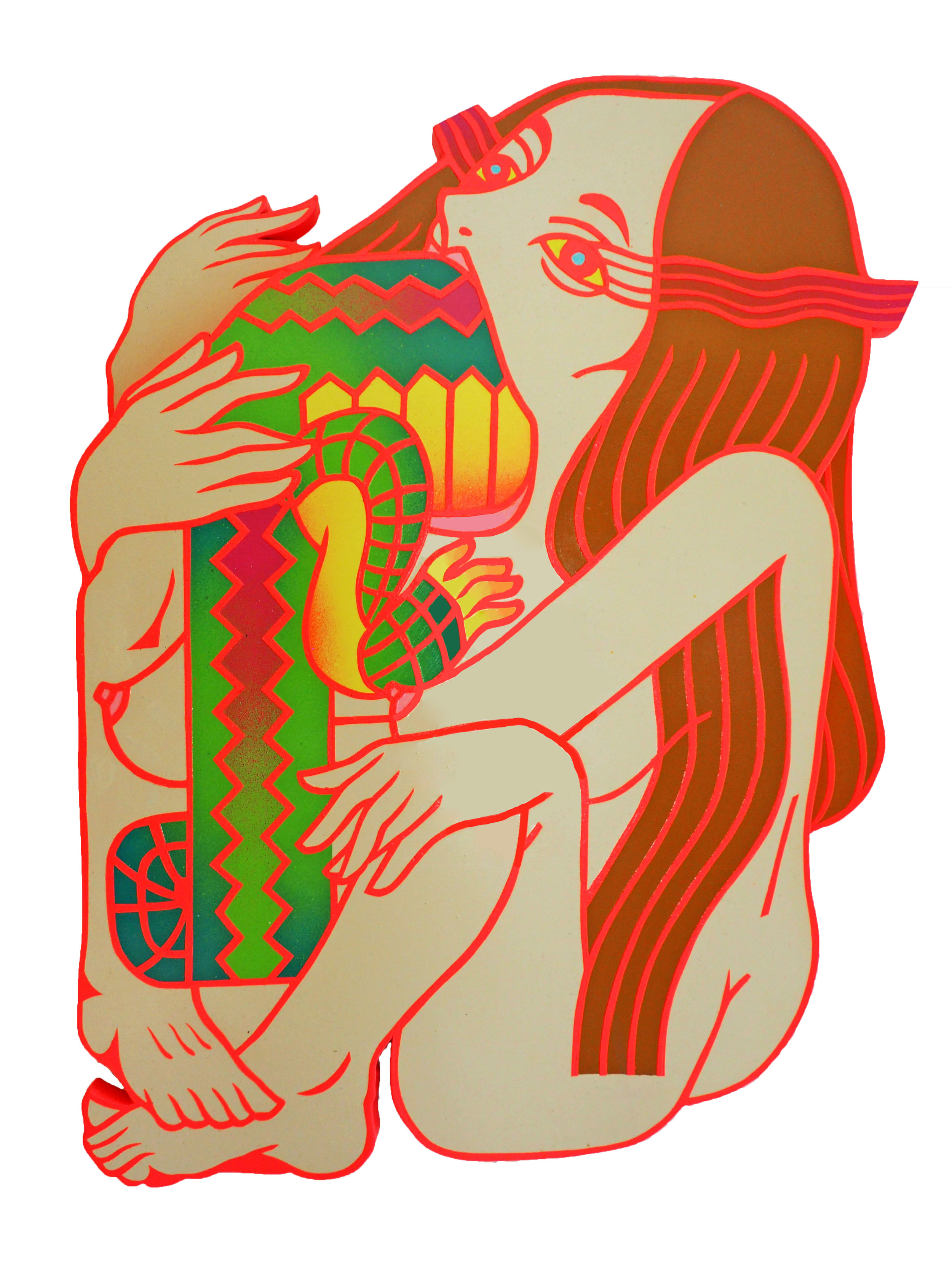What's the Talking Without the..., 2017 Spray, Acrylic on Wood 23 ½ x 17 ½ x 1 ½ in.