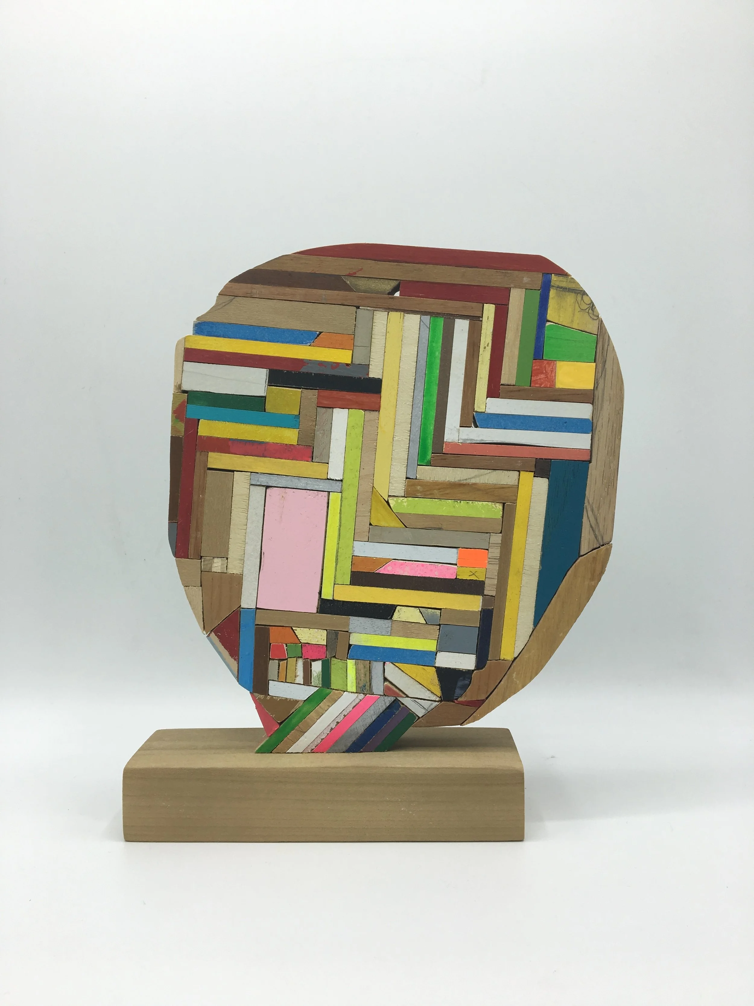 Damien Hoar de Galvan | Head | 2016 | Wood, Paint, Glue | 8 x 6 ½ x 2 in.