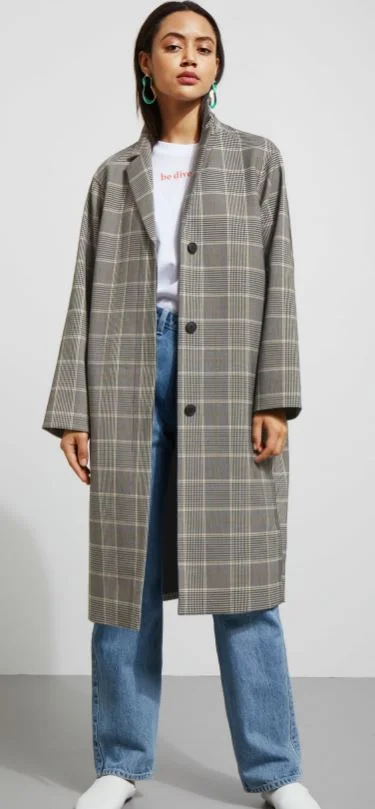 weekday long wool check coat