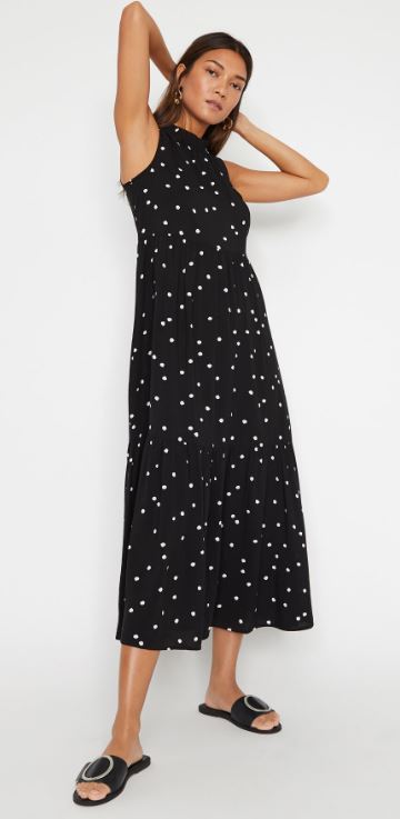 warehouse black spotty dress