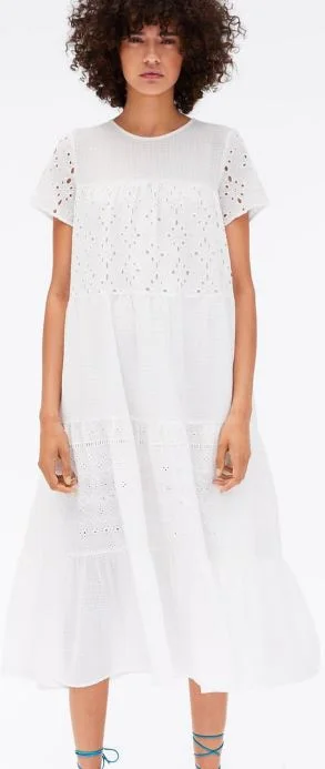 zara midi embroidered dress