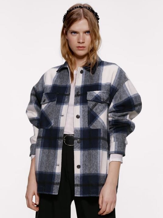 zara red checked coat