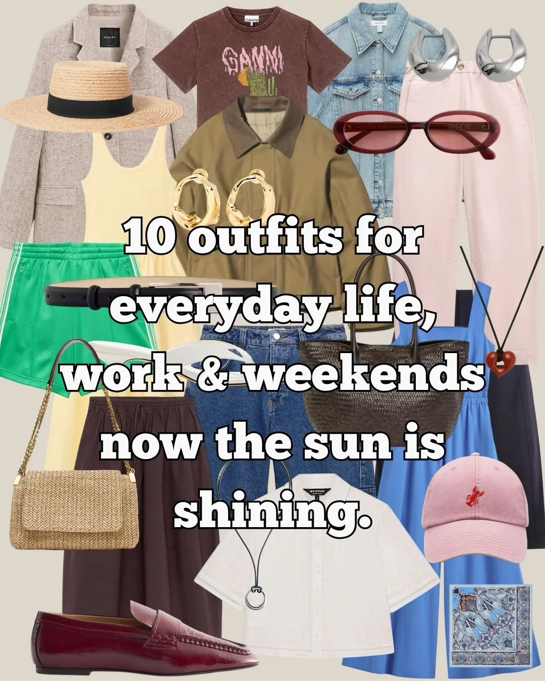 It&rsquo;s finally here! The temperature is slowly rising &amp; we can officially start dressing for spring &amp; summer. 
Here are 10 outfits for inspiration now that the sun is shining &amp; we can start embracing different clothes. 
Look put toget