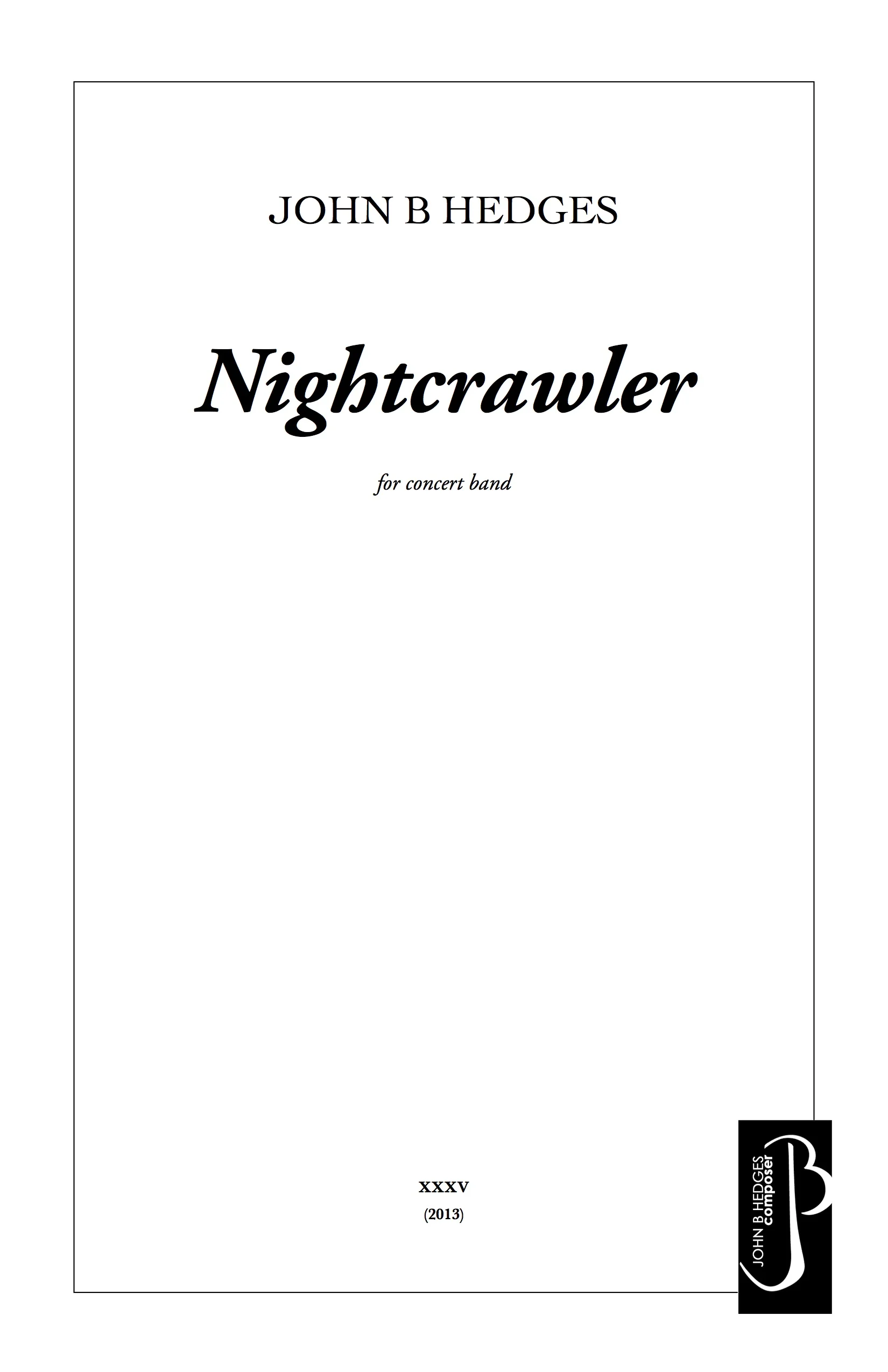 Nightcrawler - Printed Score & Full Set of Parts