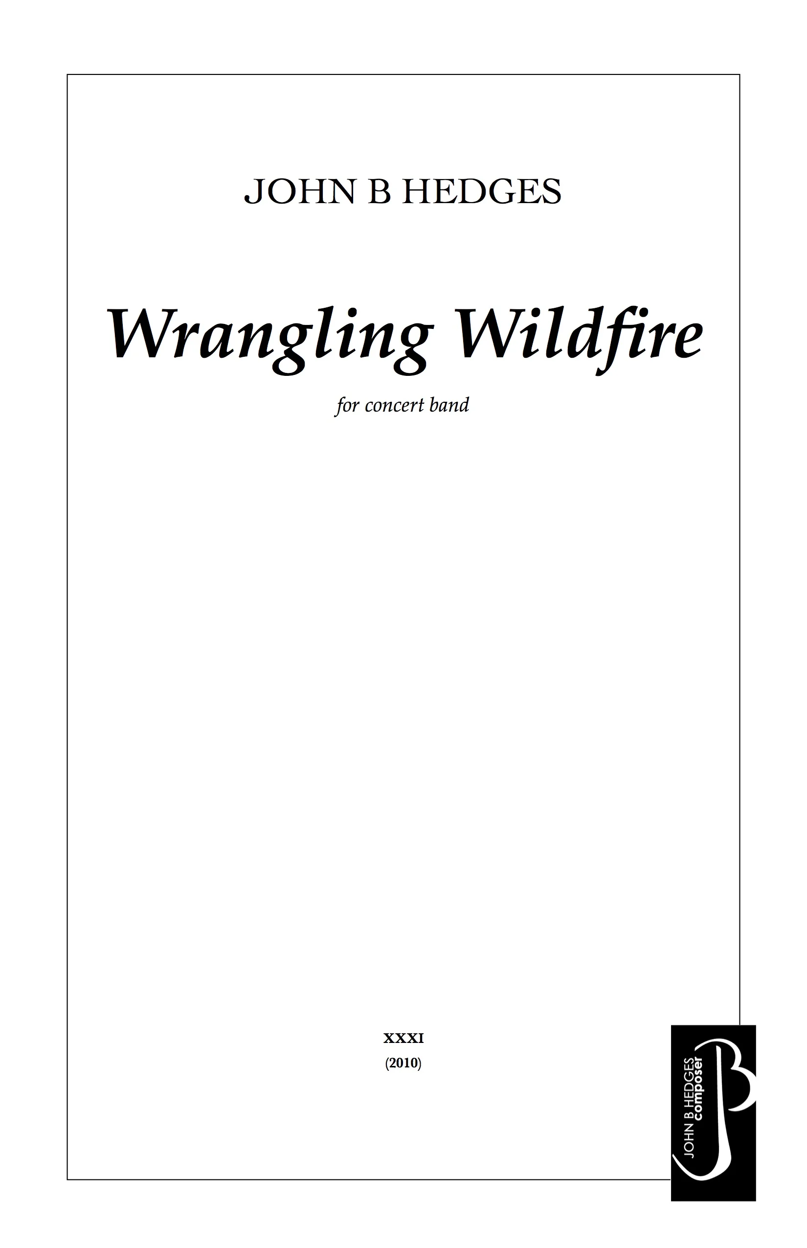 Wrangling Wildfire - Printed Score and Full set of parts