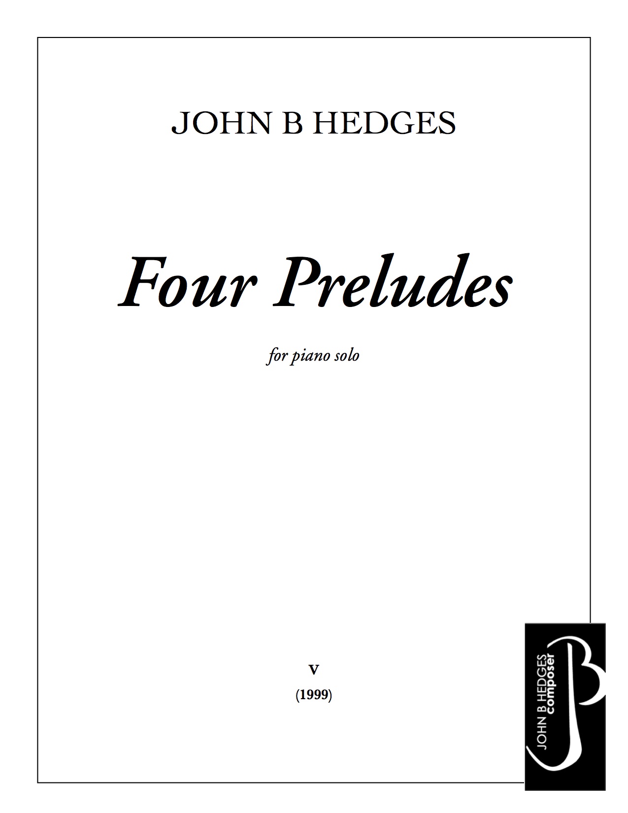 Four Preludes for Piano - Printed Score