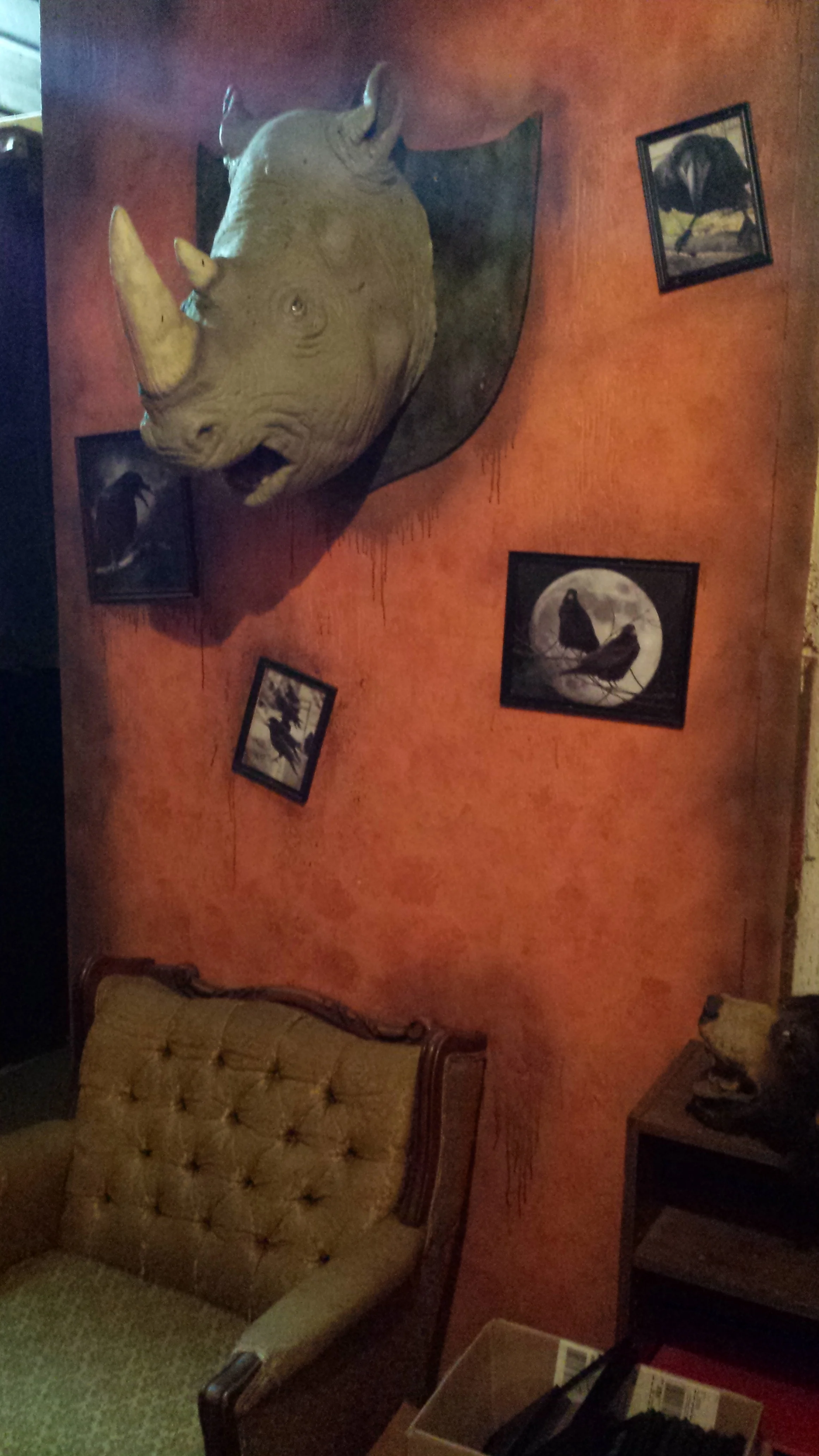 Repaint room, decorate with photographs, distress/age all aspects. (Evil Acres 2015)