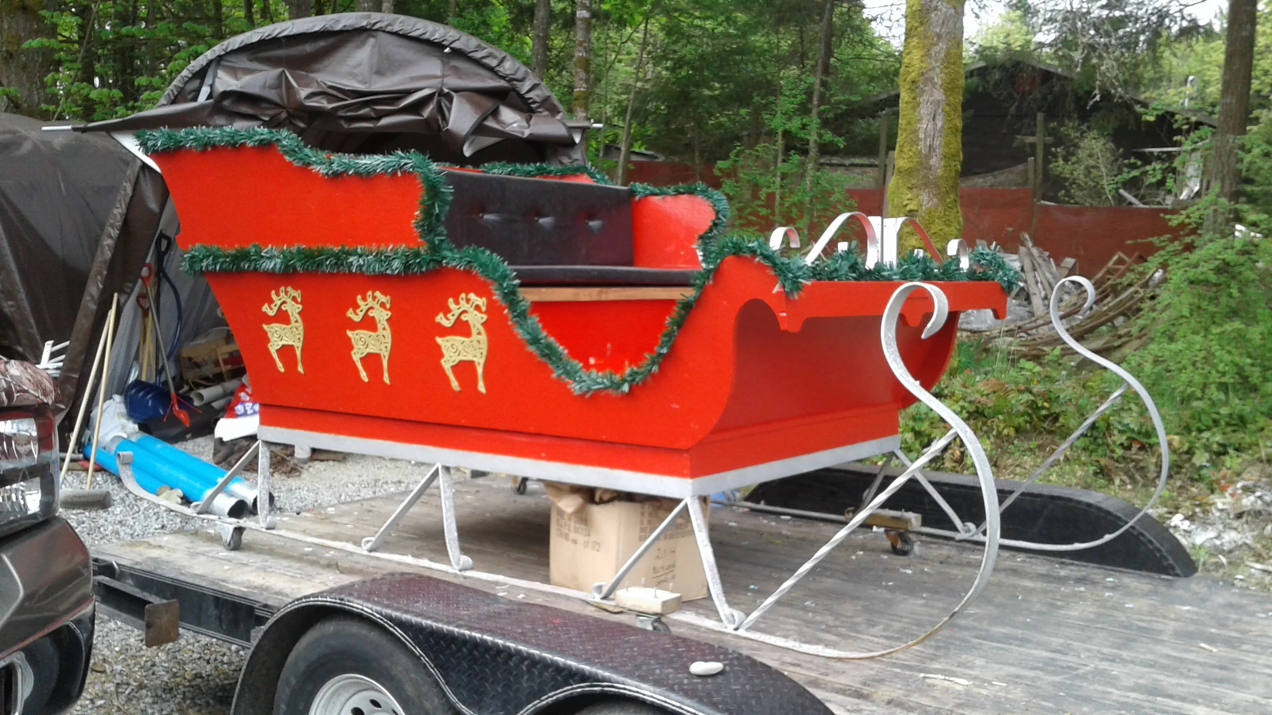 Repainted and decorated Santa's Sleigh (Runaway Christmas Bride; 2017)