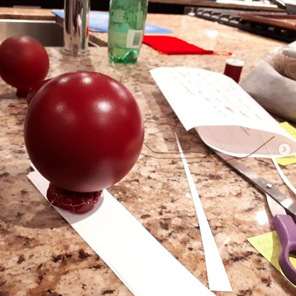 Painting “magic stone” top for magic staff. (Life XP; 2018)