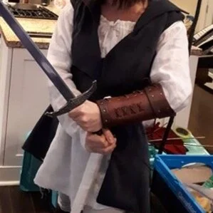 Bracers; EVA foam and faux-leather string. (Life XP; 2018)