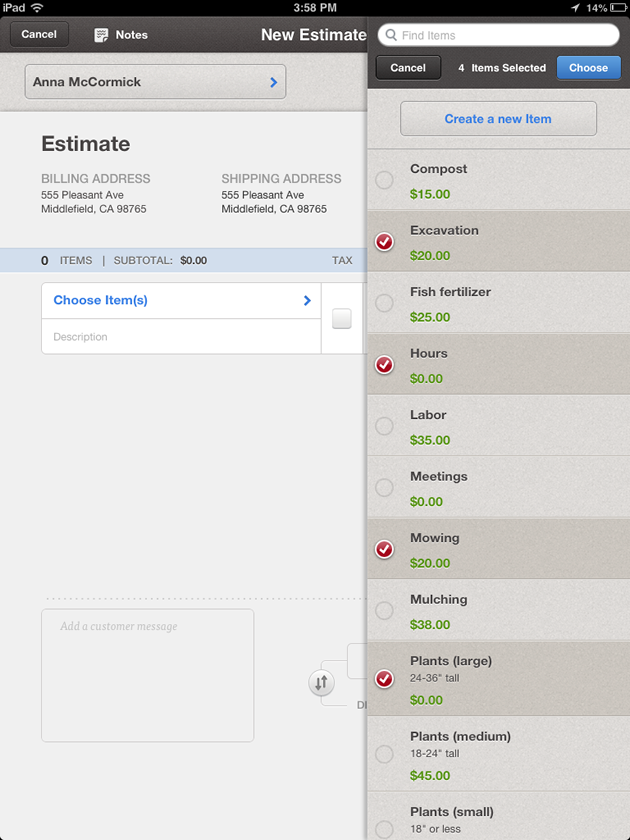 Final visual design of the item drawer (seen in prototype)