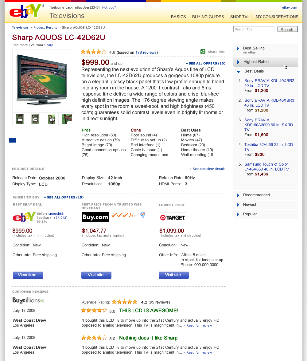 A product page