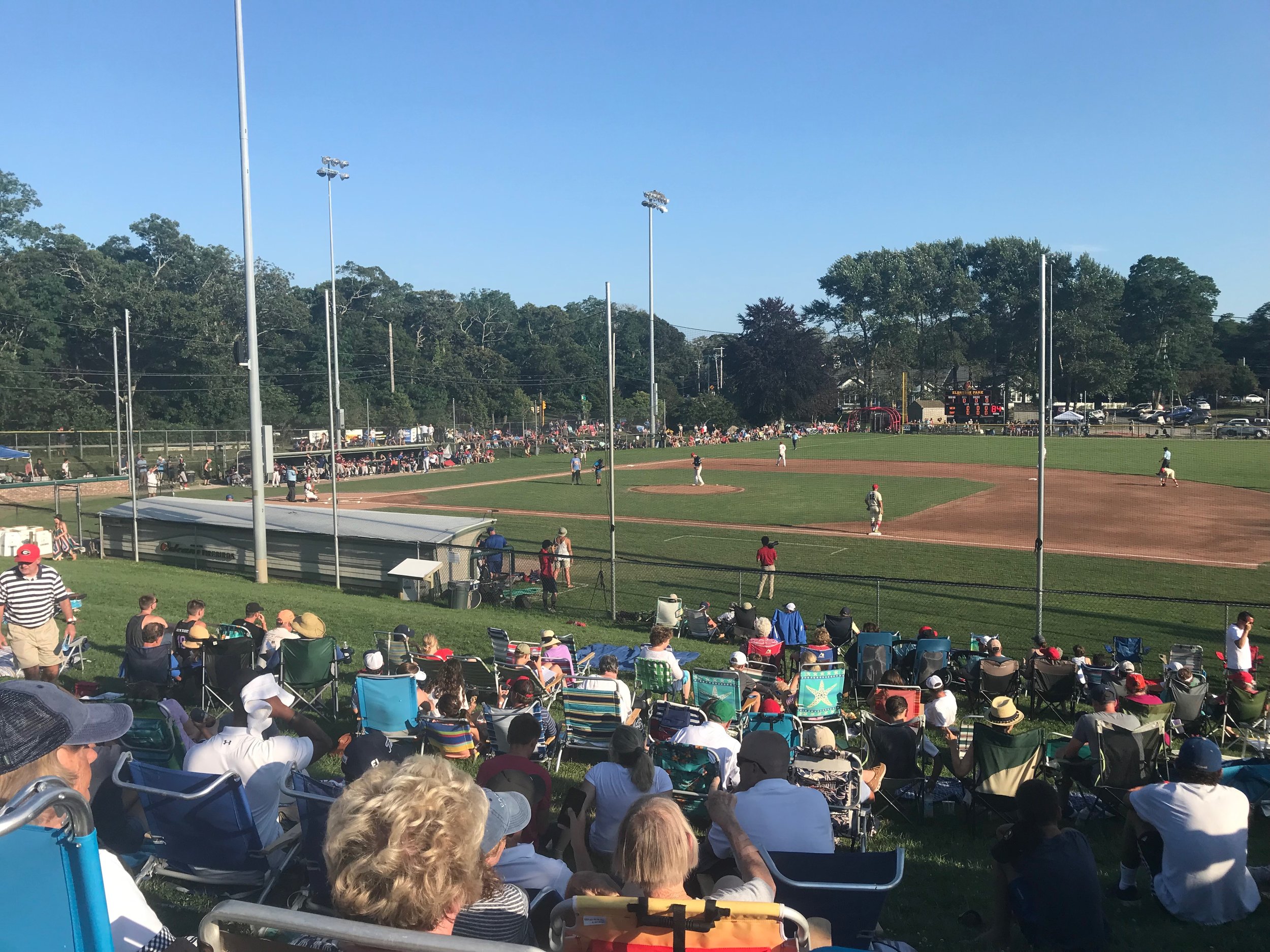 Fans watch the 2019 Cape League All Star Game at Eldredge Park in Orleans. Photo by Harrison Meyers